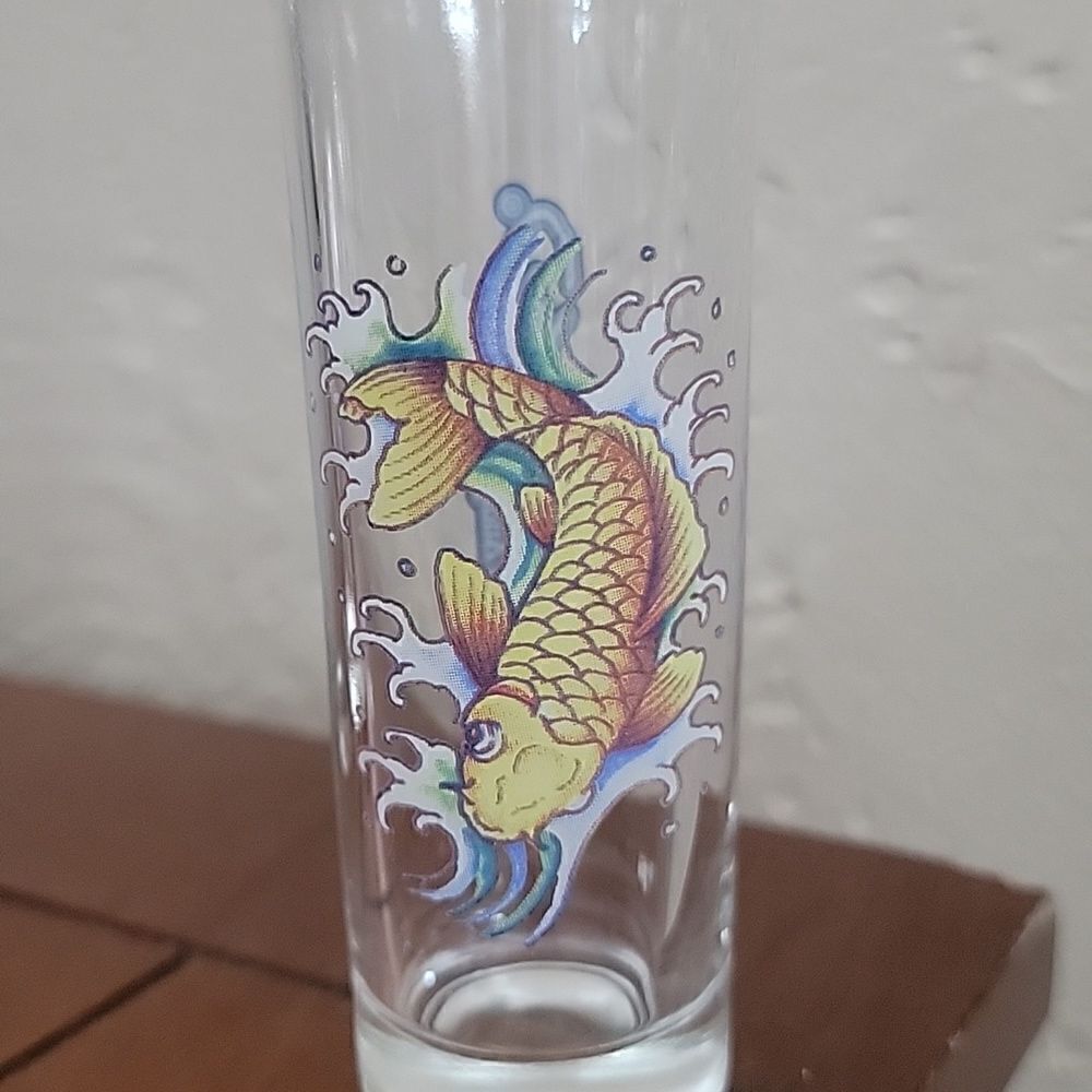 Ed Hardy MERMAIDS & KOI FISH Tall Shooter Glasses, Christian Audigier, Set of 3 - Picture 3 of 5